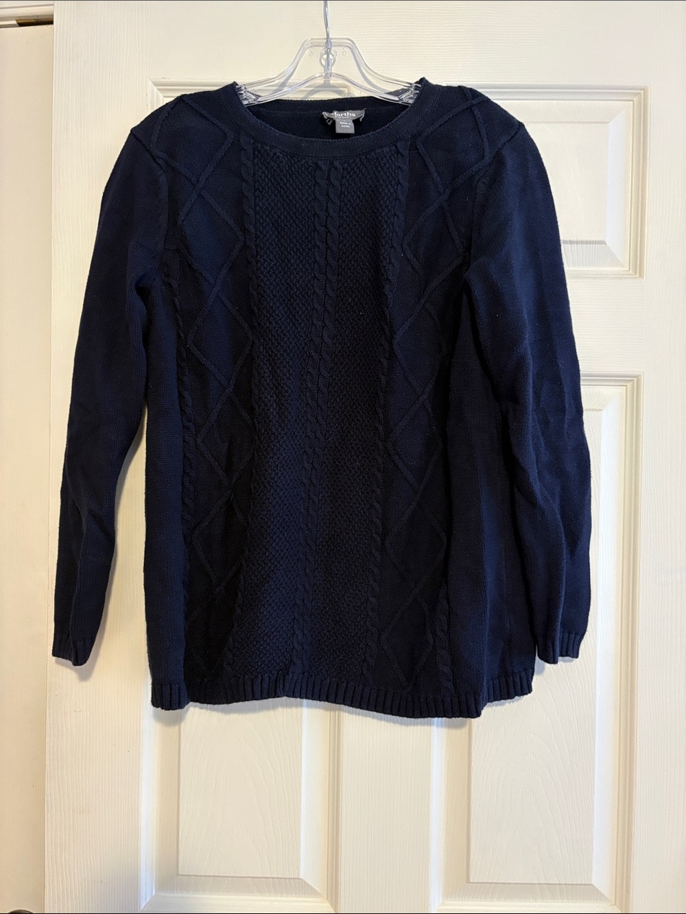Martha Stewart Navy Cable Knit Crewneck Sweater